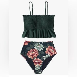 Cupshe, Floral High-Waisted Bikini Set, size L